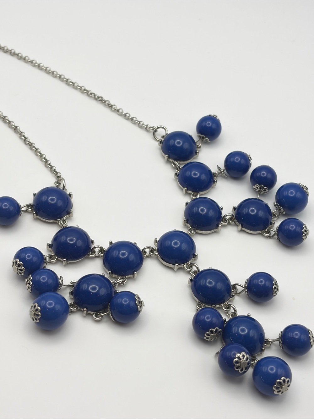 Blue Bubble Bead Statement Necklace - Picture 3 of 4